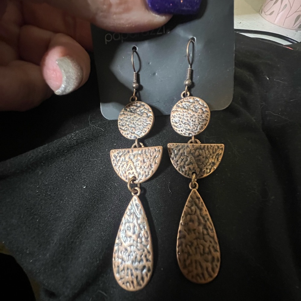 paparazzi Copper-Tone Textured Dangle Earrings